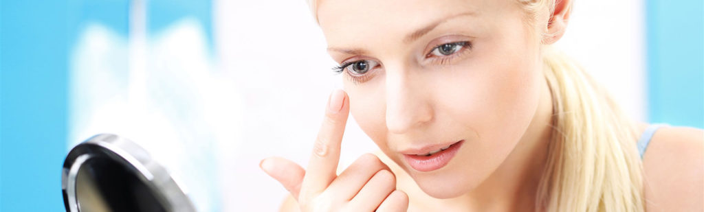 A lady wearing contact-lenses