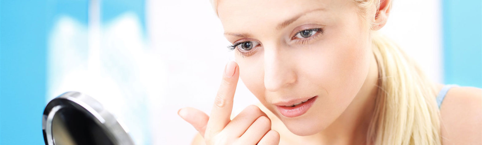 A lady wearing contact-lenses