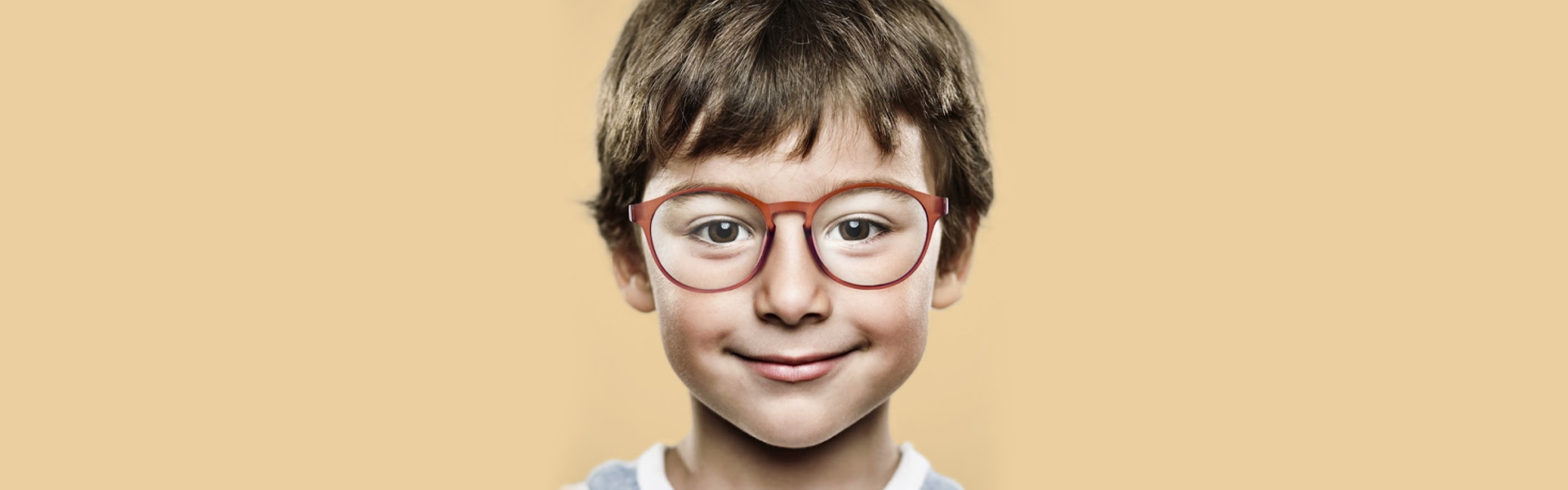 A boy wearing eyeglasses